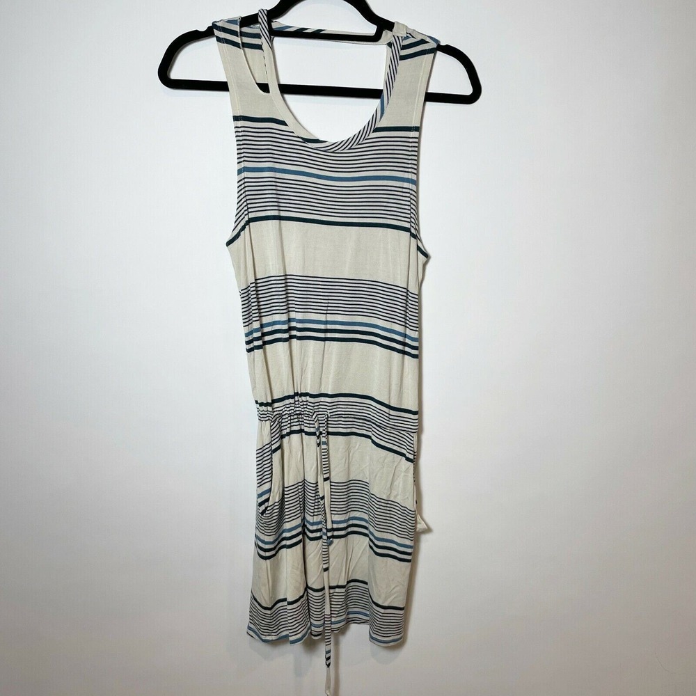 Chaser Mini‎ T-shirt Dress Womens S White Striped Sleeveless Scoop Neck Cutout